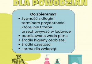 Plakat zachęcający do udziału w akcji pomocy powodzianom.